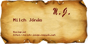 Milch Jónás névjegykártya